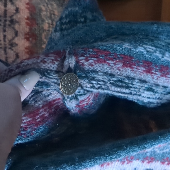 Vintage BLUEBERRY HILL* 100% Shetland Wool patterned button front sweater. - Picture 12 of 15